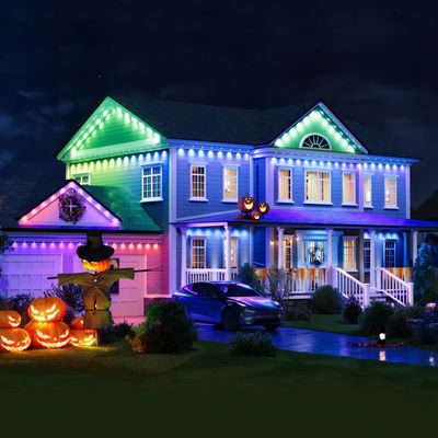 روشن 48W RGBIC CCT هوشمند Eave چراغ های بیرونی ضد آب برای عروسی کریسمس تولد PC ABS خانه 90 °